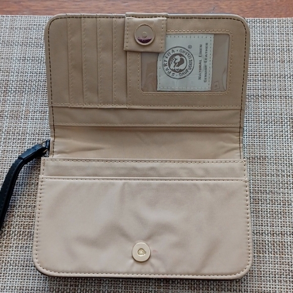 NWOT Medium Spartina 449 Mermaid  Linen & Leather Paisley Wristlet Wallet - Picture 5 of 7